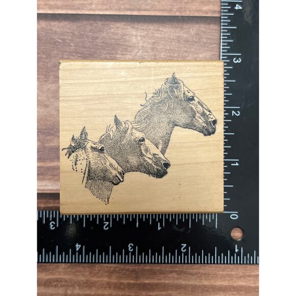 Horse Trio Wooden Rubber Stamp By Cambo Graphics - Picture 1 of 5